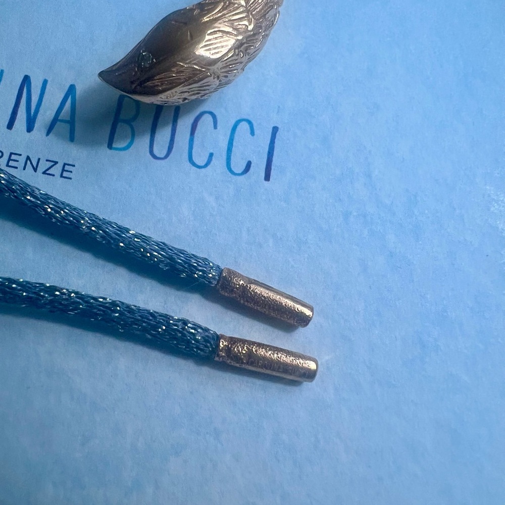Carolina Bucci Short Forte Beads Lurex Cord Gunmetal Grey 18K ROSE GOLD NIB - Picture 3 of 10